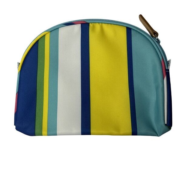 Lauren Ralph Lauren Striped Cosmetic Pouch W/Zipper Closure & Leather Pull - Picture 5 of 9